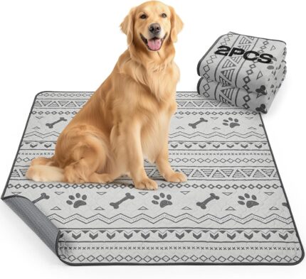LOOBANI Washable Pee Pads for Dogs: 2-Pack Leak-Proof and Non-Slip