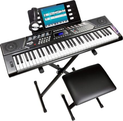 RockJam 61 Key Keyboard Piano Stand With Pitch Bend