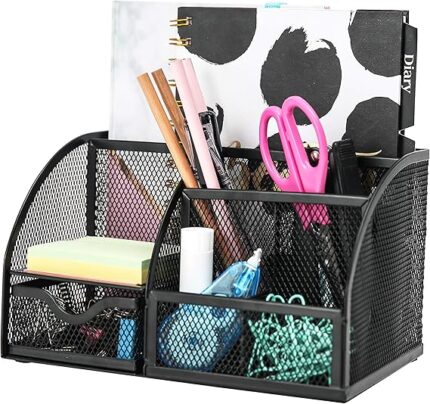 EXERZ Desk Organiser/Mesh Desk Tidy Caddy/Pencil Holder Multifunctional